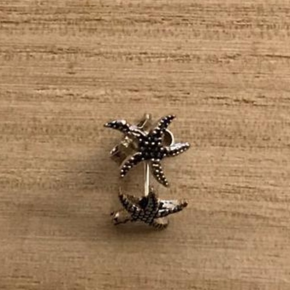 925 Silver Star Fish push Back Women Earring - Picture 3 of 3